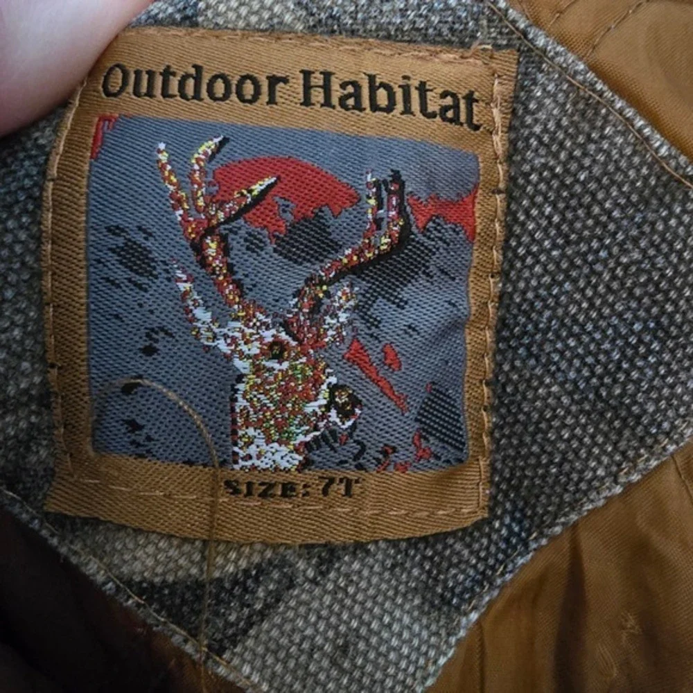 Outdoor Habitat Hooded‎ Jacket Canvas Camo Hunting Outdoors Full Zip Warm Kids